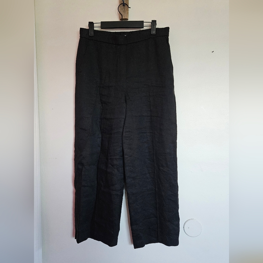 Theory Black Cropped Wide-Leg Pants - Picture 2 of 6